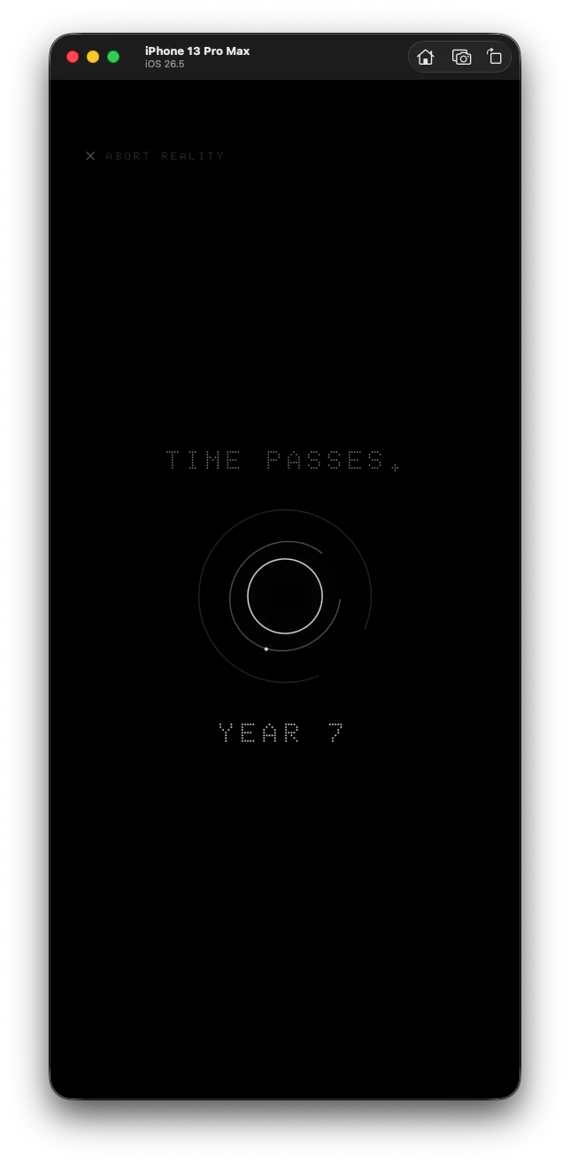Evervoid announcing that time passes to Year 7
